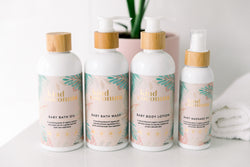 Natural Baby Products by Kind Coconuts. Natural Baby Bath Oil, Baby Bath Wash, Baby Body Lotion and Baby Massage Oil